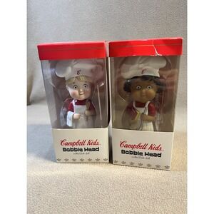 Campbell Kids Bobble Head Collectible Dolls Set of 2 Chef Figures Vintage Style